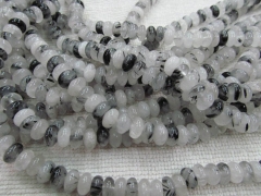 wholesale 5strands 5x8mm genuine black rutilated quartz rondelle abacus gemstone bead