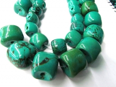 3holes--high quality 12-20mm 12pcs turquoise beads barrel nuggets connector bead