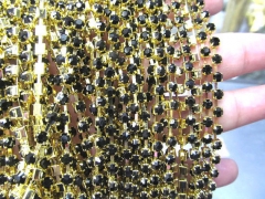 wholesale 3mm black jet rhinestone chain,gold metal box assorment jewelry stands