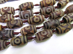 2strands 18x30mm genuine agate bead barrel rice egg tibetant brown white black evil jewelry beads fo