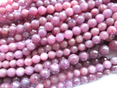 bulk 5strands 8mm wholesale Genuine ruby gemtone round ball hand faceted lite red jewelry beads