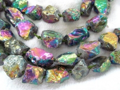 wholesale 2strands 20-35mm Titanium quartz crystal freeform nuggets gold assortment jewelry chains b