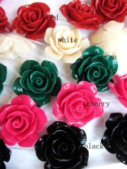 fashoin resin plastic 36mm 16pcs--high quality rose florial petal black jet white oranger peach asso