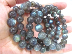 AA Grade genuine labradorite beaded round ball blue flashy bracelet 6-12mm