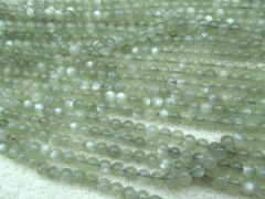 High quality 4 6 8 10 12mm full strand Natural sunestone gems Round Ball ivory white dark grey flash