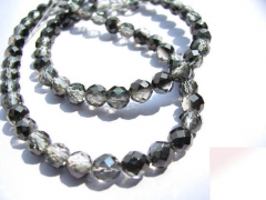 18strands genuine rock crysal quartz 6mm,high quality round ball faceted white black smoky jewelry b