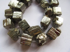 10-20mm full strand genuine Raw pyrite stone nuggets bead freeform iron gold box square cube faceted