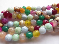 wholesale 8mm 5strands fire agate bead round ball faceted carmine pink red blue green mixed jewelry 