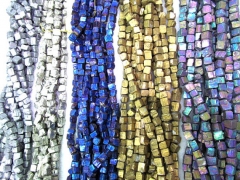 5strands 8-10mm genuine pyrite beads, nuggets freeform squaredelle irregular rainbow blue grey gold 