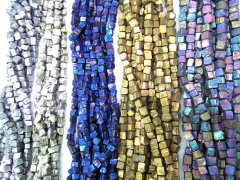 wholesale bulk 6mm 5strands genuine pyrite beads, nuggets freeform squaredelle irregular rainbow blu
