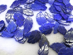 AA grade genuine lapis lazulie charm beads leaf carved blue gold ring jewelry beads 12-20mm 6pcs