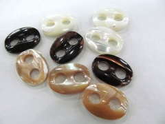 handmade 18x25mm 30pcs genuine shell gergous oval egg donut white coffee black mixed jewelry bead