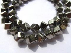 genuine pyrite beads 6mm ,high quality cubic square box iron golden gemstone jewelry beads --2strand