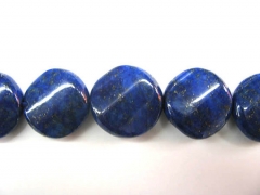 unique lapis lazuli charm beads roundel coin twist blue gold jewelry bead 20mm---2strands 16"/per