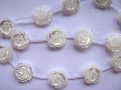 FREE SHIP 12mm 30pcs ,top quality MOP shell mother of pearl rose florial flowers petal white cabocho