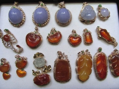 order list--Assortment gemstone emeral chelcedony jade & 24k gold jewelry pendant