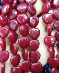 ruby red jade 10-16mm full strand Jade Heart Love Faceted Beads cherry purple hot red green Sapphire Blue Black White mixed