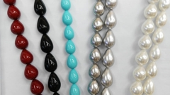 grey Pearl Gergous 10x14-15x20mm full strand drop teadrop cubic black jet white grey turquoise red m