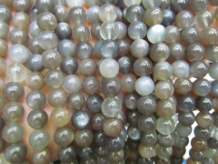 High quality 4 6 8 10 12mm full strand Natural sunestone gems Round Ball ivory white dark grey flashy jewelry beads