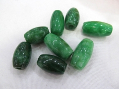 larger hole --12pcs 22-25mm Genuine green Jade gemstone barrel drum spacer jewelry beads