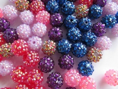wholesale 100pcs 16mm micro pave rhinestone Shamballa Beads Round balls mixed spacer beads