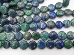 2strands 10-25mm Lapis chrysocolla bead malachite & lapis gemstone round disc roundel loose beads
