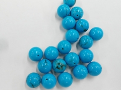 Half drilled---high quality 24pcs 4-16mm Turquoise stone Cabochons Round Ball blue Green mixed jewel