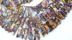 Jasper Ocean Jasper necklace beads Multicolored Impression Jasper stone tooth spikes sharp Rectangle