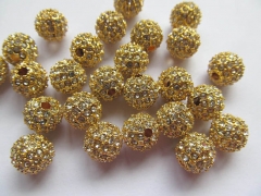 wholeasel--50pcs 6 8 10 12mm Bling Pave Crystal Brass Spacer Round Ball gold silver Gunmetal Hematit