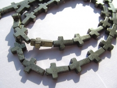 2strands Natural Raw pyrite crystal cross pyrite iron gold pyrite beads 8x8 10x10 9x11mm