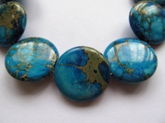 2strands 10 12 16 18 20 25mm Sea Sediment Imperial Jasper stone Round Disc Coin royal blue mixed jewelry bead