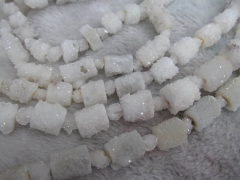 high Quality Natural druzy quartz,clear white rock,column,tube,rondelle jewelry beads 8-15mm full strand