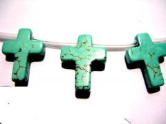 high qulaity 2strands Turquoise stone cross pendant green blue white red purple mixed wholesale loose beads 12x16mm