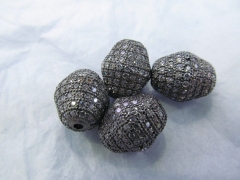 10pcs 12x18mm 24K gold Black CZ,Micro Pave set cubic zirconia beads bicone diamond Football gunmetal