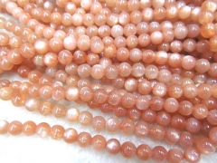 High Quality 4-16mm full strand Natural sunestone gems Round Ball oranger flashy jewelry beads