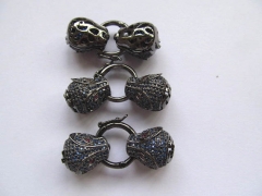 25-50mm 12pcs AAA grade clasp & Hooks Micro Pave set cubic zirconia ,Assorted Leopard Head Beads connector
