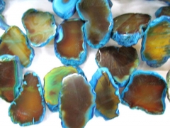 genuine agate Gems 20-60mm full strand slab freeform nugget aqua blue brown coffee mixed pendant bead