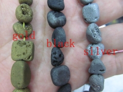 2strands 8-14mm Raw Titanium Natural Rock Quartz freeform nuggets gold silver rainbow black druzy agate beads