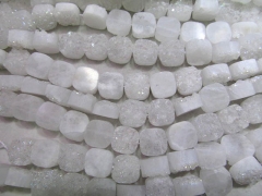 Drilled--genuine white druzy gems 10-15mm full strand Drusy Agate Round square box Rose AB mystic Rainbow Cabochon bead