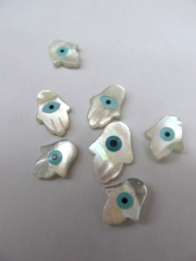 Top Drilled --12pcs 13x20mm Genuine MOP Shell Blue White Mother of pearl shell turkish evil eye hams