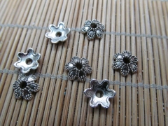 Frees ship-- 100pcs 8 10 12mm Alloy Florial Caps Spacer ,Filigree bown Connector Antique Silver