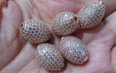 12pcs 10x14 12x16mm Micro Pave cubic zirconia beads Rice Barrel Drum silver gold gunmetal rose gold