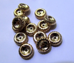 50pcs 10mm 18k Solid gold spacer Brass European Bead Rondelle Pinwheel Buttone making Findings