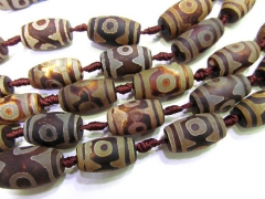 Tibetant Agate high quality 25-40mm full strand natural Agate gemstone rice drum barrel evil Rustic Style Boho Chic Green brown