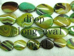 Blue Agate gemstone drop oval evil round yellow green black mixed loose bead 18x25-30x40mm