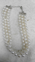 3connectors pearl necklace white pearl beads round 8mm