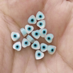 12pcs 6-12mm Genuine MOP Shell mother of pearl Turquoise blue evil eyes black White Blue beads