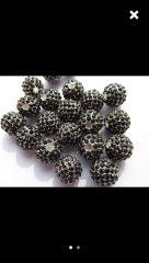 Sales-- 20pcs 6 8 10 12 14mm Vintage Rhinestone Brass Crystal Connector ,Round Ball Hematite Gunmetal Antique Silver Gold Black