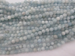 2strands 6mm 8mm Genuine Aquamarine Beryl gemstone Round Ball faceted Blue jewelry beads aquamarine necklace beads