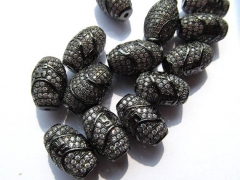 AAA GRADE 12pcs 10-16mm Micro Pave cubic zirconia beads Rice Barrel Drum silver gold gunmetal